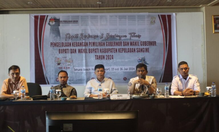 KPU Sangihe Gelar Rakor Pengelolaan Keuangan dan Bimtek Pilkada Tahun 2024