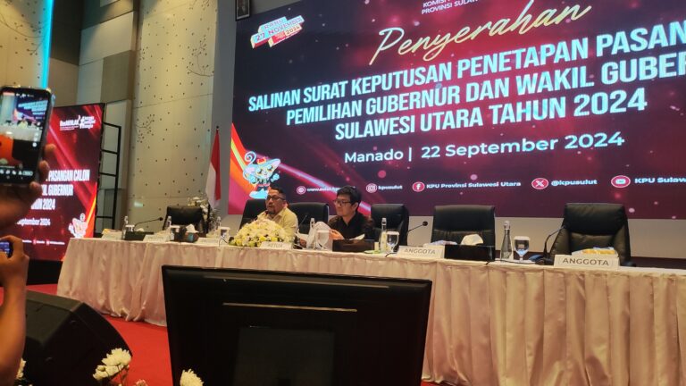 KPU Sulut Nyatakan YSK-VM, E2L-HJP, SK-DT Memenuhi Syarat Sebagai Calon Gubernur Dan Wakil Gubernur Untuk Ikut Pilkada 2024